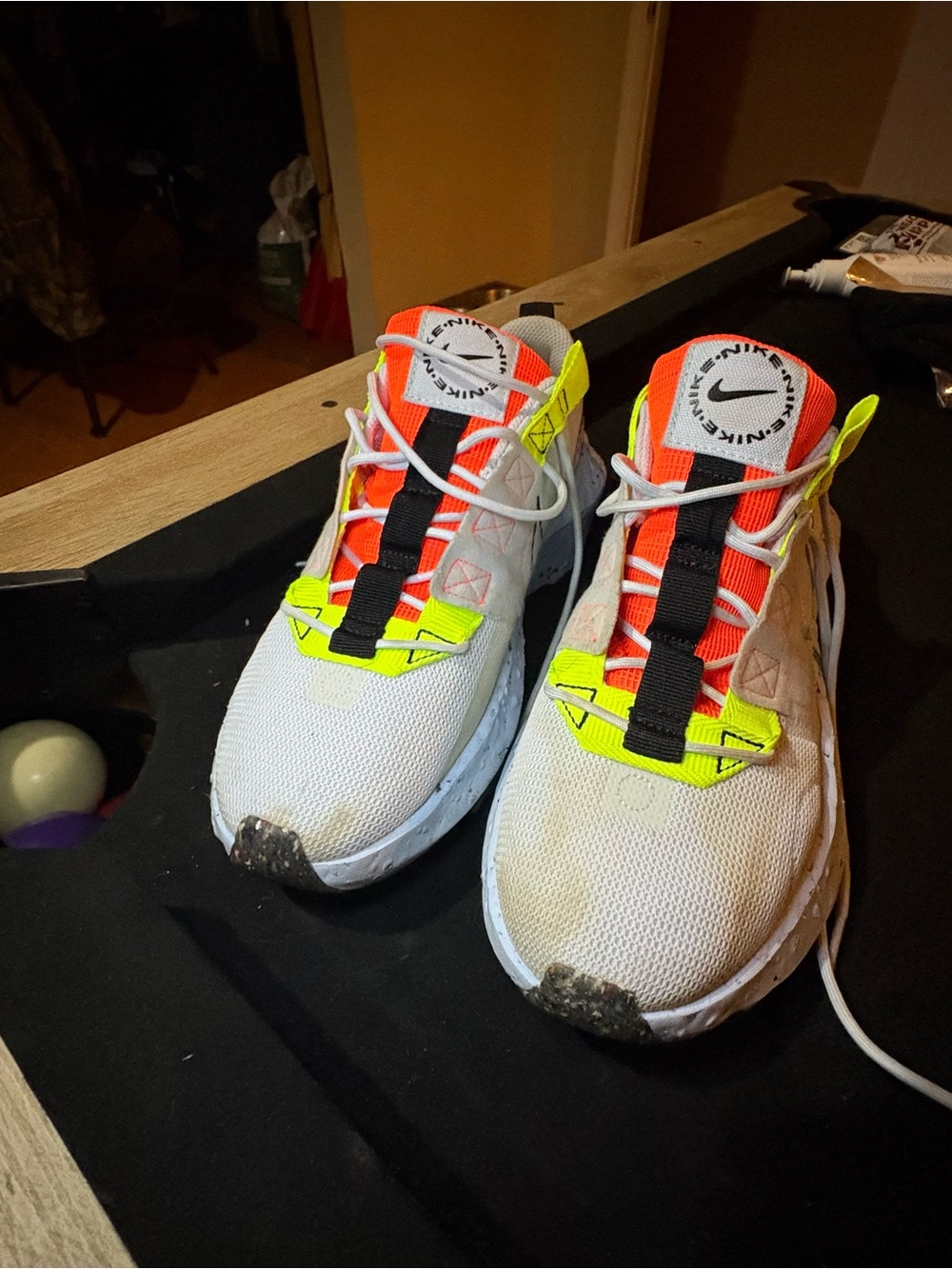 Nike White & Neon Orange Athletic Sneakers